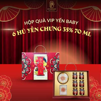 Hộp Quà VIP Yến Tổ Baby + Yến Chưng Đường Kiêng Đông Trùng Hạ Thảo 35%