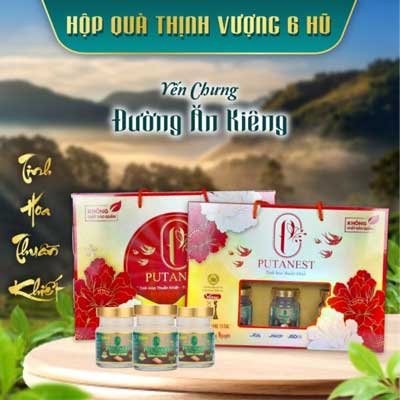 Hộp Thịnh Vượng 6 Hũ Yến Chưng Thượng Hạng Đường Ăn Kiêng 35%