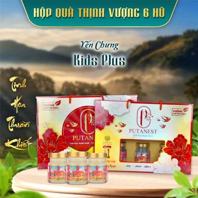 Hộp Thịnh Vượng 6 Hũ Yến Chưng Thượng Hạng Kids Plus 35%